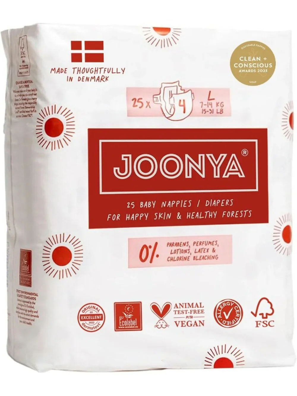 Eco-Friendly Baby Diapers Size 4 (15-31 lb) - 25 Count, Non-Toxic, High